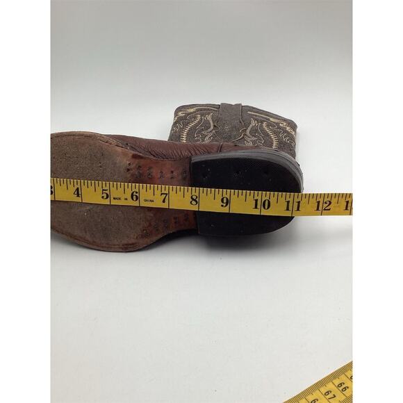 Men's Brown Ostrich Skin Western Boots Square Toe Mid-Calf - Picture 4 of 11